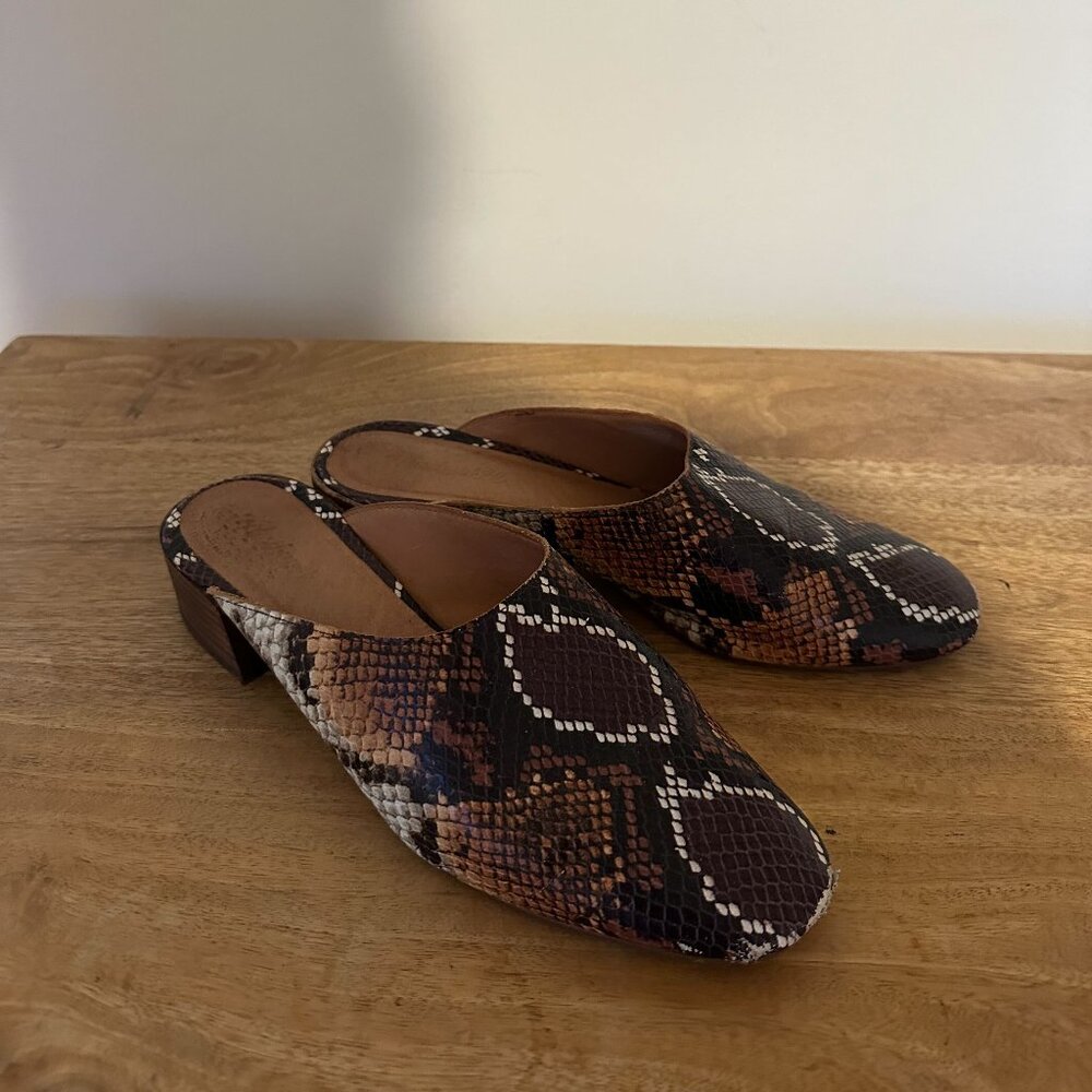 Madewell Snakeskin Mules, Size 10